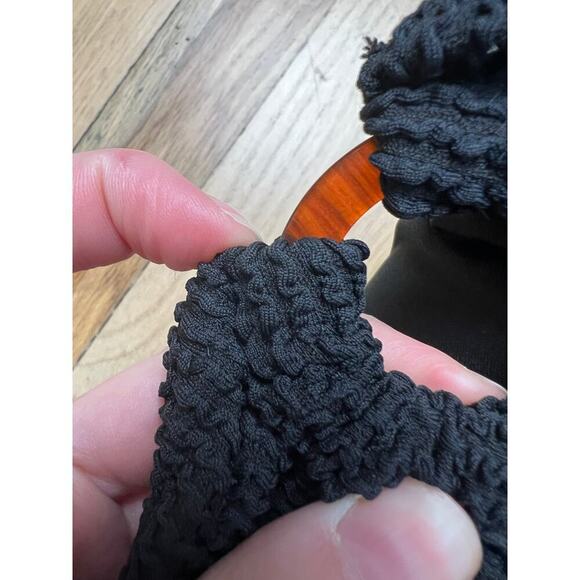 NWT J.Crew Black Scrunchie Heritage Bikini Top O Ring Bandeau Women's 2X Sexy - Picture 11 of 12